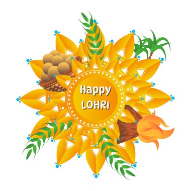 Lohri Festivali Punjabi Kutlama Vektörü İllüstrasyonu