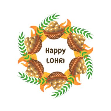 Lohri Festivali Punjabi Kutlama Vektörü İllüstrasyonu