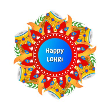 Lohri Festivali Punjabi Kutlama Vektörü İllüstrasyonu