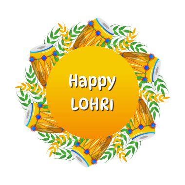 Lohri Festivali Punjabi Kutlama Vektörü İllüstrasyonu