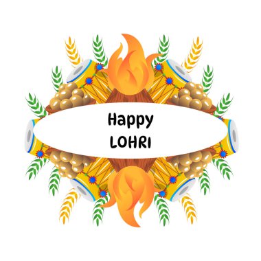 Lohri Festivali Punjabi Kutlama Vektörü İllüstrasyonu