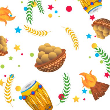 Lohri Festivali Punjabi Kutlama Vektörü İllüstrasyonu