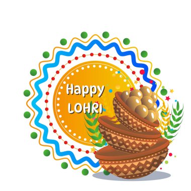 Lohri Festivali Punjabi Kutlama Vektörü İllüstrasyonu