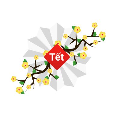 Tet Festivali Vietnamlı Yeni Yıl Vektör İllüstrasyonu