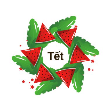 Tet Festivali Vietnamlı Yeni Yıl Vektör İllüstrasyonu