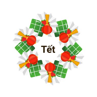 Tet Festivali Vietnamlı Yeni Yıl Vektör İllüstrasyonu
