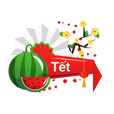 Tet Festivali Vietnamlı Yeni Yıl Vektör İllüstrasyonu