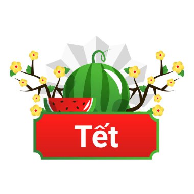 Tet Festivali Vietnamlı Yeni Yıl Vektör İllüstrasyonu