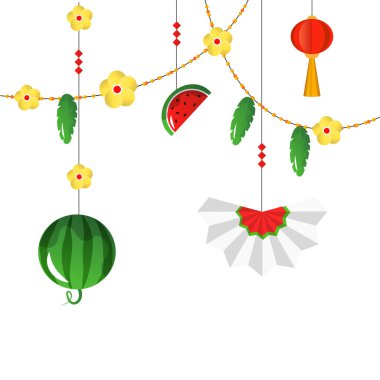 Tet Festivali Vietnamlı Yeni Yıl Vektör İllüstrasyonu