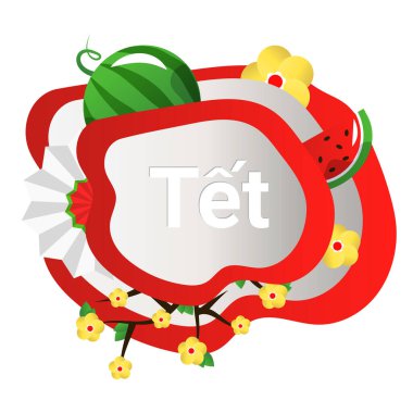 Tet Festivali Vietnamlı Yeni Yıl Vektör İllüstrasyonu