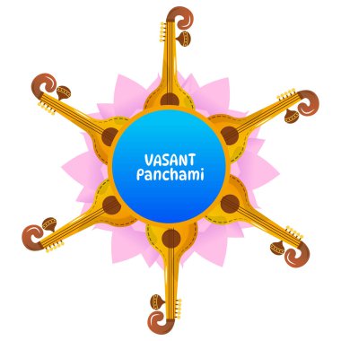 Vasant Panchami Saraswati Puja Festivali Vektör İllüstrasyonu