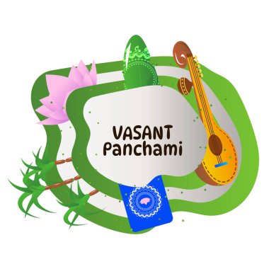 Vasant Panchami Saraswati Puja Festivali Vektör İllüstrasyonu