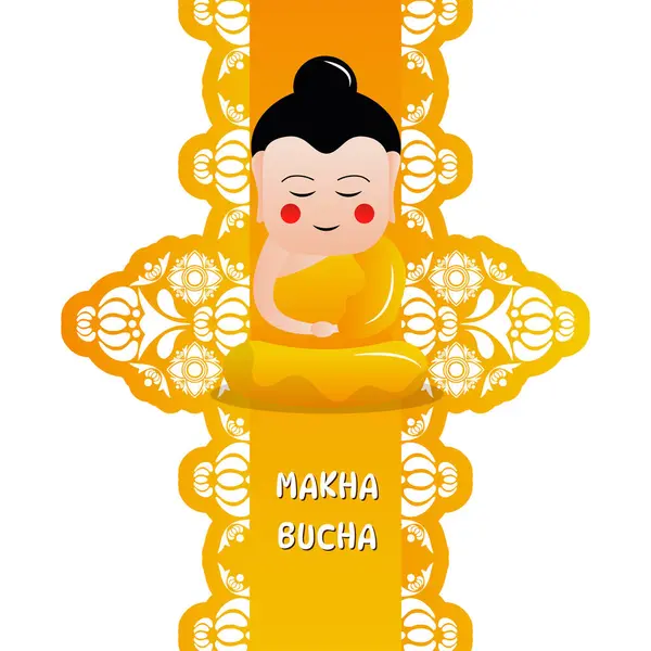 Makha Bucha Budist Tatil Kutlama Vektörü İllüstrasyonu