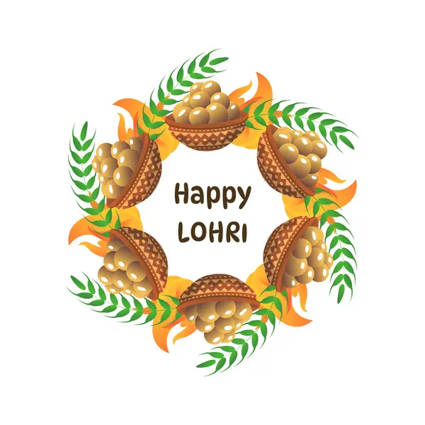 Lohri Festivali Punjabi Kutlama Vektörü İllüstrasyonu