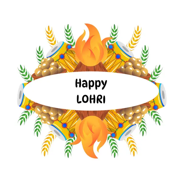 Lohri Festivali Punjabi Kutlama Vektörü İllüstrasyonu