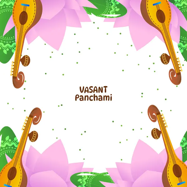Vasant Panchami Saraswati Puja Festivali Vektör İllüstrasyonu
