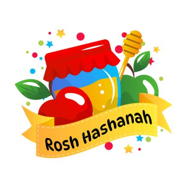 Rosh Hashanah Yahudi Yeni Yıl Kutlama İllüstrasyonu.