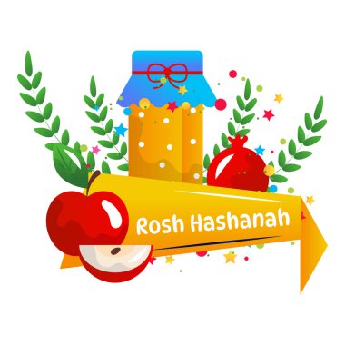 Rosh Hashanah Yahudi Yeni Yıl Kutlama İllüstrasyonu.