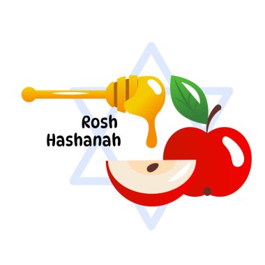 Rosh Hashanah Yahudi Yeni Yıl Kutlama İllüstrasyonu.