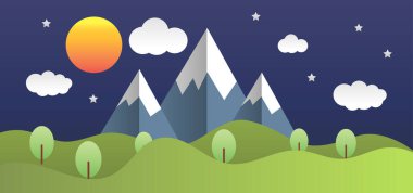 Kağıt Dağı Manzarası Renkli Arkaplan.