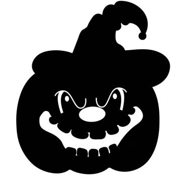 Beyaz arkaplanda cadılar bayramı siyah silueti izole edilmiş vektör çizimi.