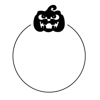 Cadılar Bayramı dairesel silueti balkabaklı siyah çerçeve.