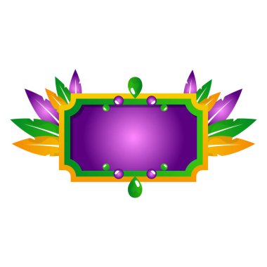 Mardi gras illüstrasyonu mor ve yeşil renklerle.