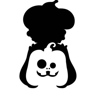 Beyaz arkaplanda cadılar bayramı siyah silueti izole edilmiş vektör çizimi.