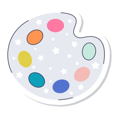 Beyaz arkaplanda boya vektörü karikatür etiketi.