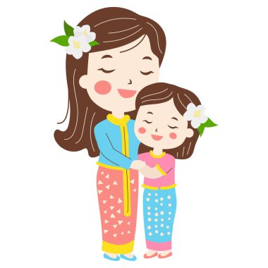 Yasemin çiçekleriyle Thai Anneler Günü illüstrasyonu.