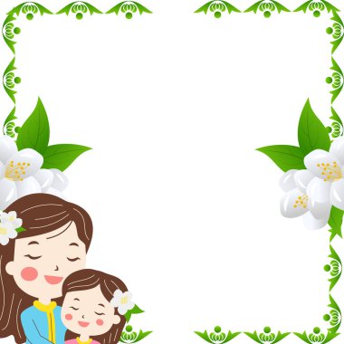 Yasemin çiçekleriyle Thai Anneler Günü illüstrasyonu.