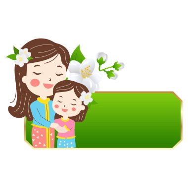 Yasemin çiçekleriyle Thai Anneler Günü illüstrasyonu.