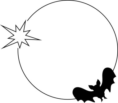 Geometrik çizgi cadılar bayramı çerçeve resimlemesi beyaz arkaplanda minimal biçimde.