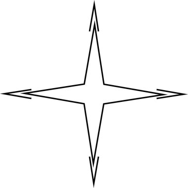 Beyaz arkaplanda minimal geometrik doğrusal yıldız şekli.