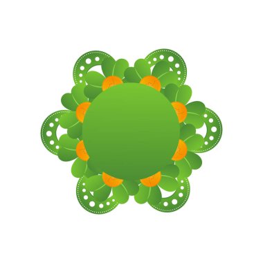 Aziz Patrick yeşil bornoz giyiyor. Elinde Kelt arkaplan resimli yonca var..