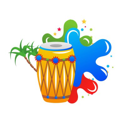 Holi festivali rengi kutlama tozu tozu boya neşe çizimi,