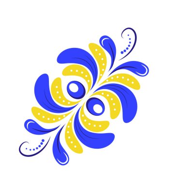 Beyaz arkaplanda Ukrayna vektör illüstrasyonunun düz sarı ve mavi renkleri.