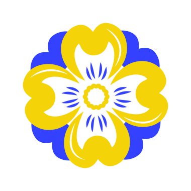 Beyaz arkaplanda Ukrayna vektör illüstrasyonunun düz sarı ve mavi renkleri.