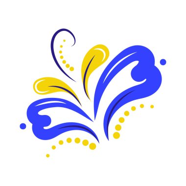 Beyaz arkaplanda Ukrayna vektör illüstrasyonunun düz sarı ve mavi renkleri.