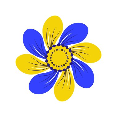 Beyaz arkaplanda Ukrayna vektör illüstrasyonunun düz sarı ve mavi renkleri.