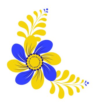 Beyaz arkaplanda Ukrayna vektör illüstrasyonunun düz sarı ve mavi renkleri.