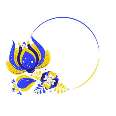 Beyaz arkaplanda Ukrayna 'nın çiçek haritası.