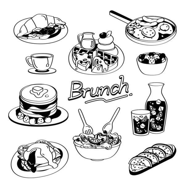Doodle Brunch Menu Brunch Menu Hand Drawing Styles — Image vectorielle