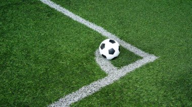 Köşe başında futbol topu ve futbol sahası, futbol sahası, arka plan dokusu