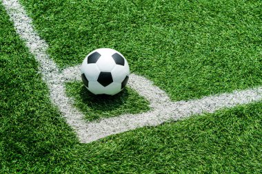 Köşe başında futbol topu ve futbol sahası, futbol sahası, arka plan dokusu