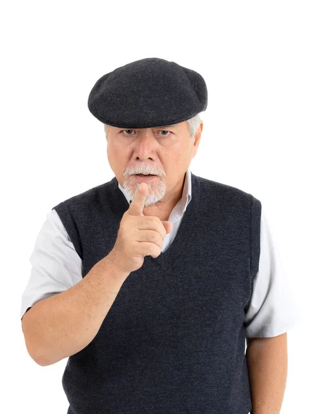 Porträt Senior Mann Fühlen Schlechte Laune Wütend Isoliert Auf Weißem — Stockfoto