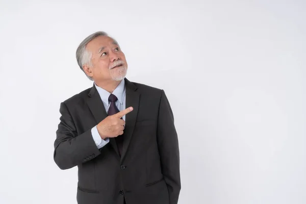 Asiatische Senior Geschäftsmann Alter Mann Mit Anzug Fühlen Sich Glücklich — Stockfoto