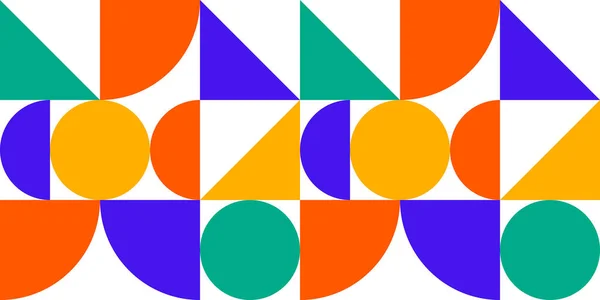 几何无缝图案 抽象网格几何形状重复背景 包豪斯无缝图案与矩形 正方形和圆形 免版税图库插图