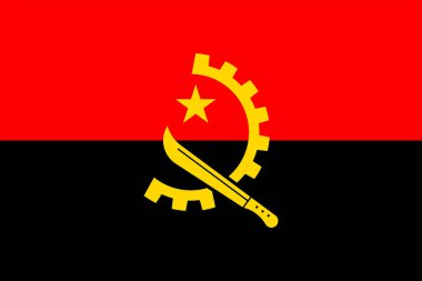 Angola bayrakları. Düz element tasarımı. Ulusal Bayrak. Beyaz izole arkaplan 