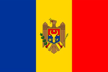 Moldova bayrakları. Düz element tasarımı. Ulusal Bayrak. Beyaz izole arkaplan 